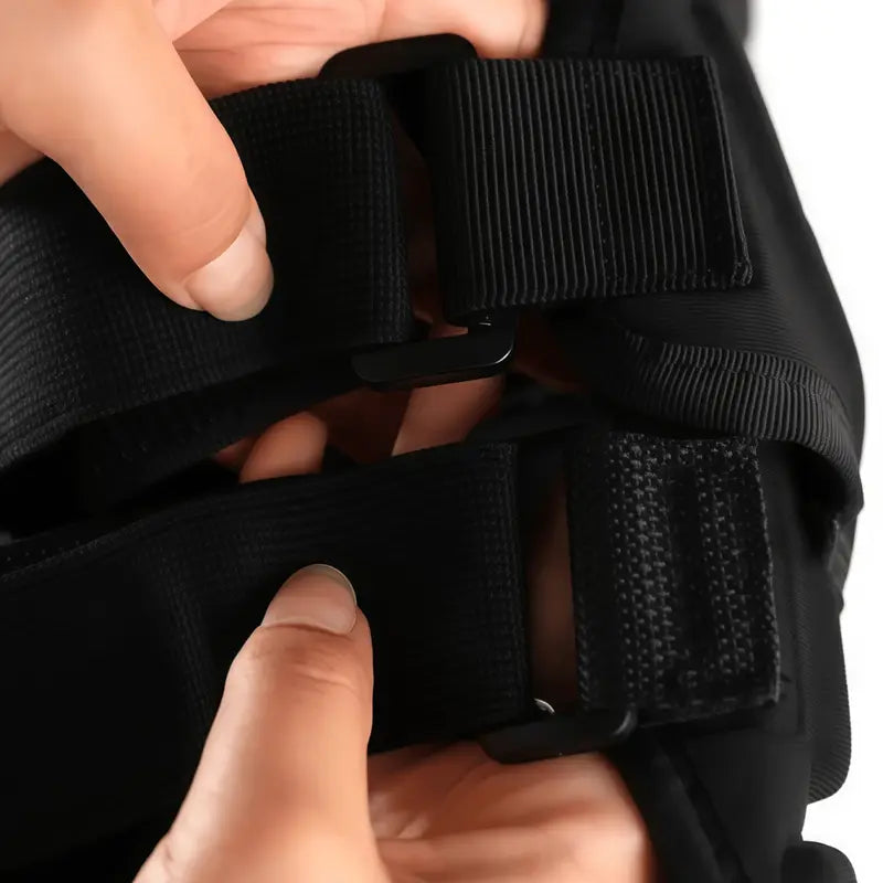 Black Adjustable Sports Knee Pads — One Pair - source design and use details