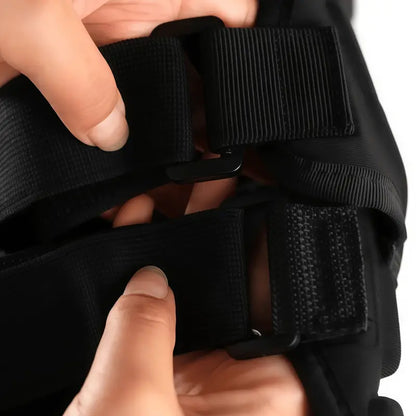 Black Adjustable Sports Knee Pads — One Pair - source design and use details