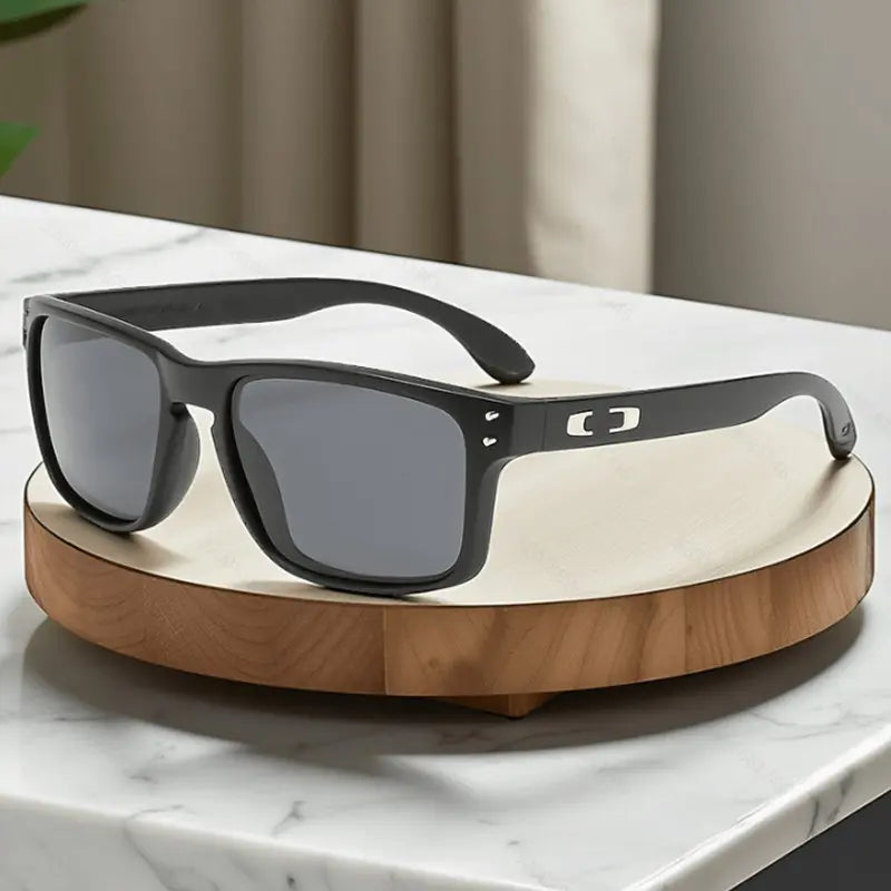 Grey-Black Wraparound Cycling Sunglasses - source design and use details