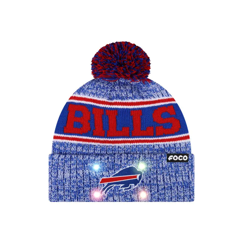 Team-Color Light-Up Pom Beanie - Buffalo Bills
