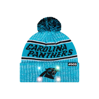 Team-Color Light-Up Pom Beanie - Carolina Panthers