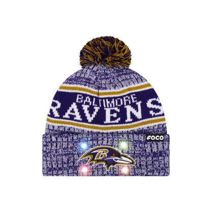Team-Color Light-Up Pom Beanie - Baltimore Ravens