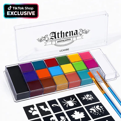 Cream Face & Body Paint Palette — Creative Color Options - Athena (brush+sticker)