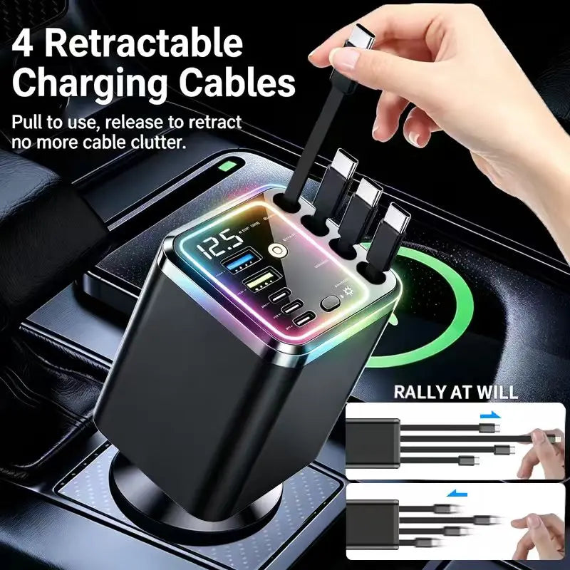 Nuokaiqi Retractable Car Charger with Ambient Light