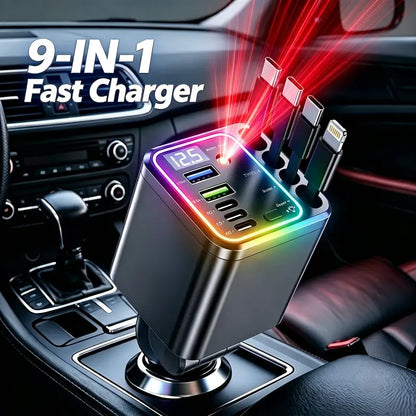 Nuokaiqi Retractable Car Charger with Ambient Light