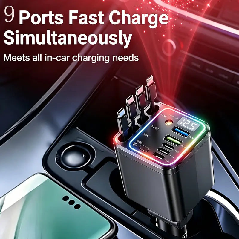 Nuokaiqi Retractable Car Charger with Ambient Light