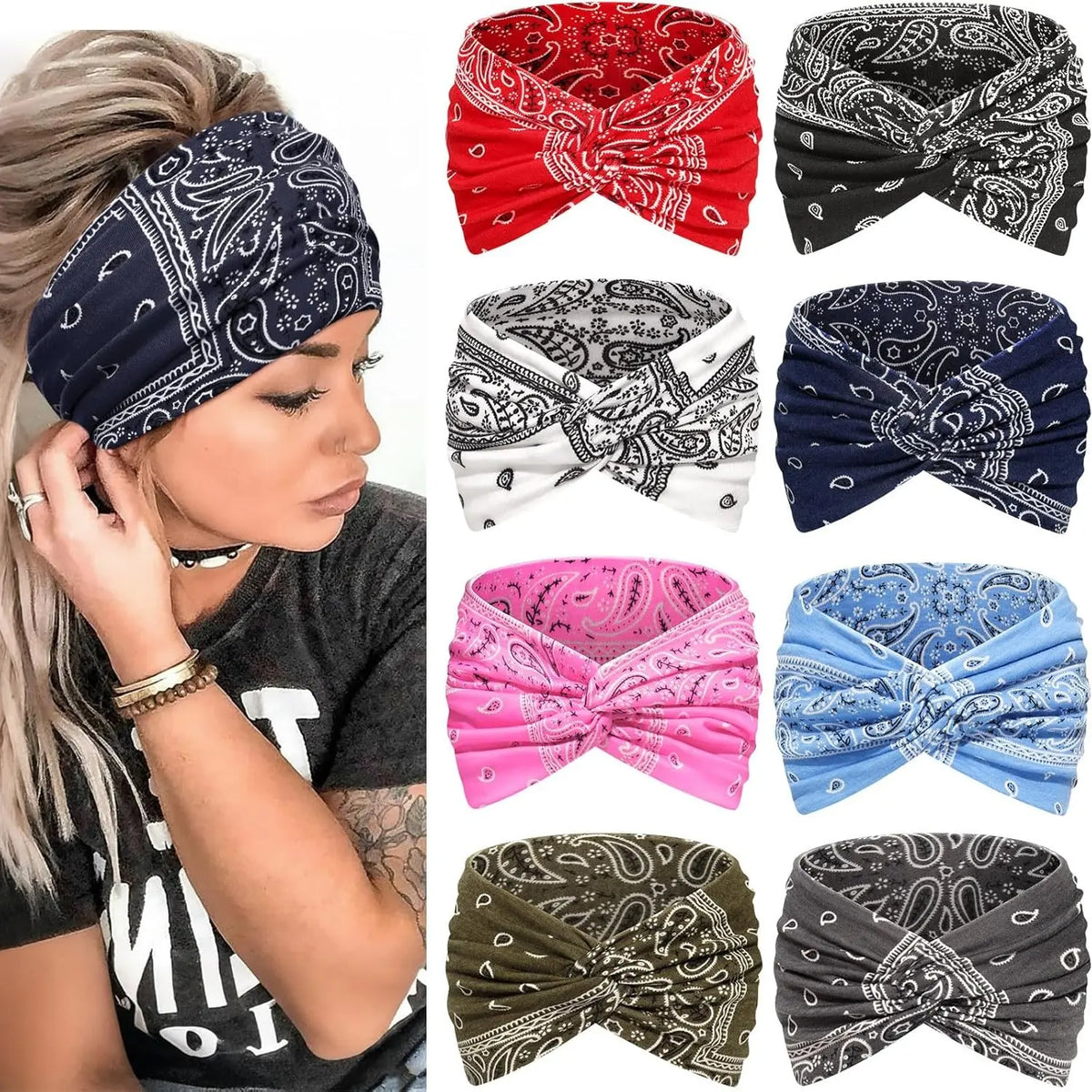 Eight Color Paisley Headband Pack — 0