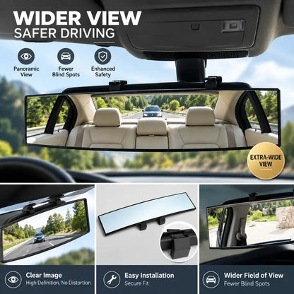 12-Inch Clip-On Convex Interior Rearview Mirror