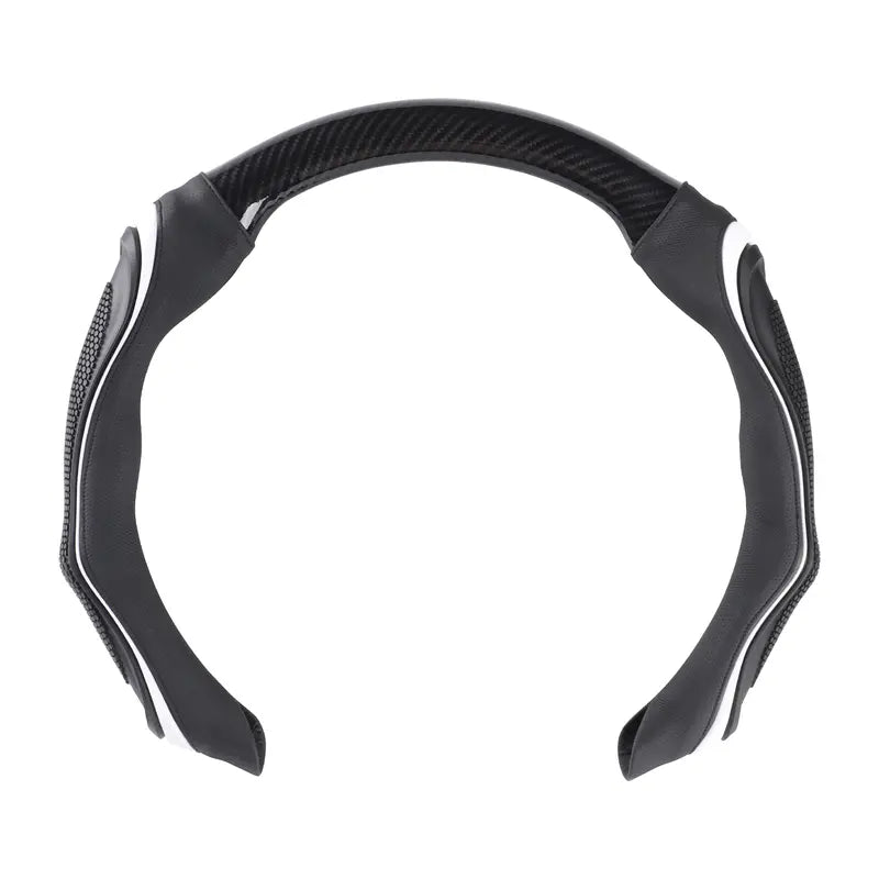 Black Carbon-Fiber-Texture Silicone Steering Wheel Cover — Glossy Black Carbon Fiber