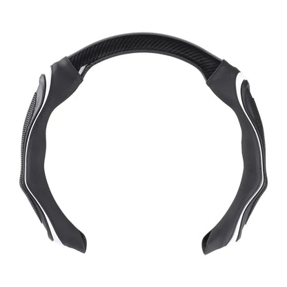 Black Carbon-Fiber-Texture Silicone Steering Wheel Cover — Glossy Black Carbon Fiber