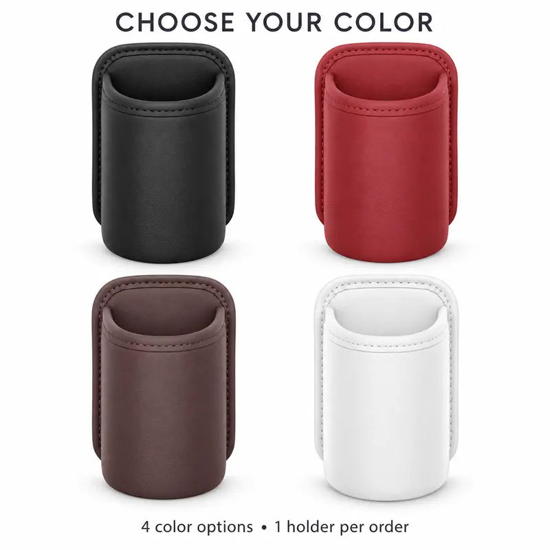 Clip-On PU Leather Car Cup Holders — 2-Piece Set