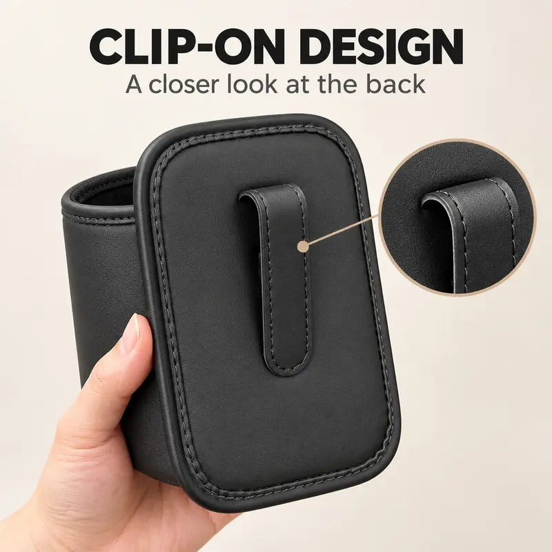 Clip-On PU Leather Car Cup Holders — 2-Piece Set