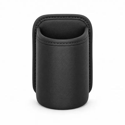 Clip-On PU Leather Car Cup Holders — 2-Piece Set — Black