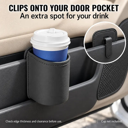 Clip-On PU Leather Car Cup Holders — 2-Piece Set
