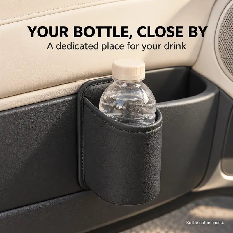 Clip-On PU Leather Car Cup Holders — 2-Piece Set