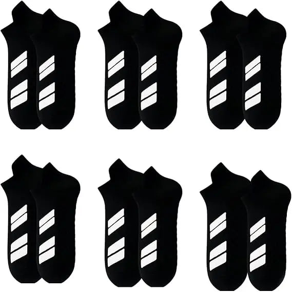 Six Pair Athletic Ankle Sock Packs — 6 Black
