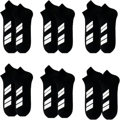 Six Pair Athletic Ankle Sock Packs — 6 Black