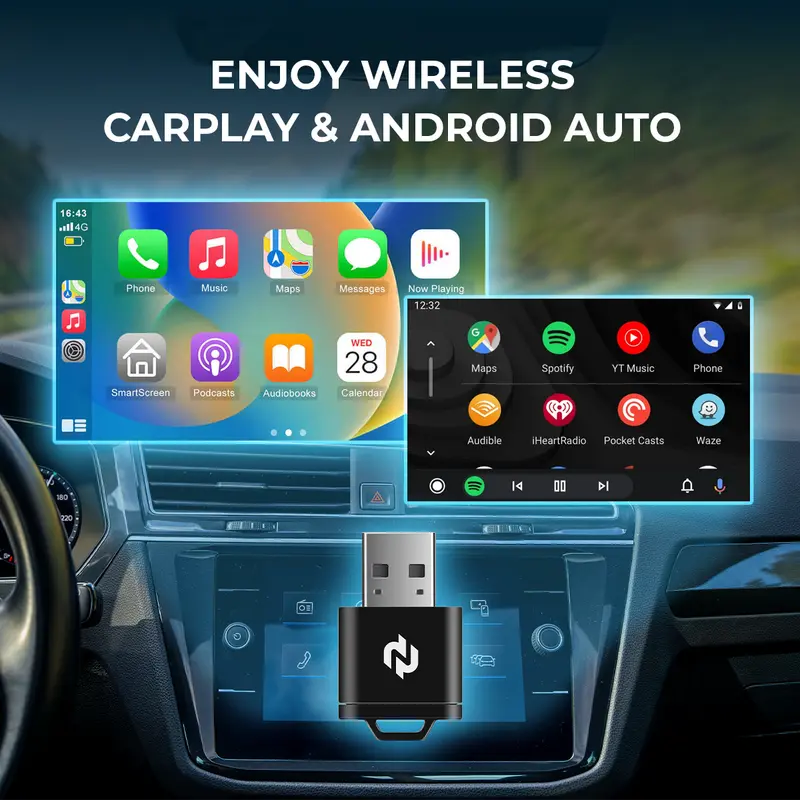 Wired-to-Wireless CarPlay and Android Auto USB Adapter