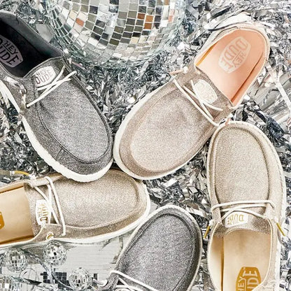 Metallic Sparkle Slip-On Shoes for Women - original main gallery photo