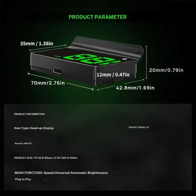 KUOWEIHUD K1 USB GPS Speed and Distance Display — MPH
