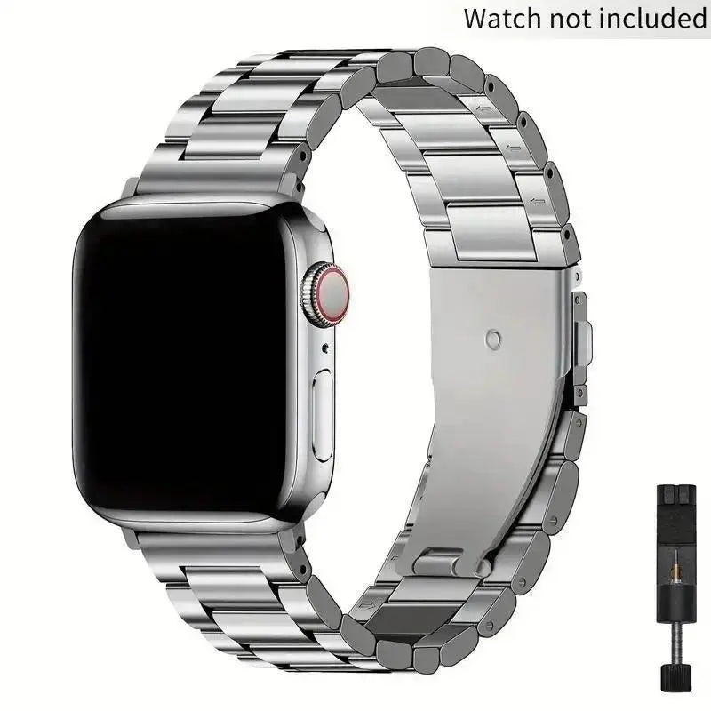 Metal Link Watch Band with Removal Tool — Silver