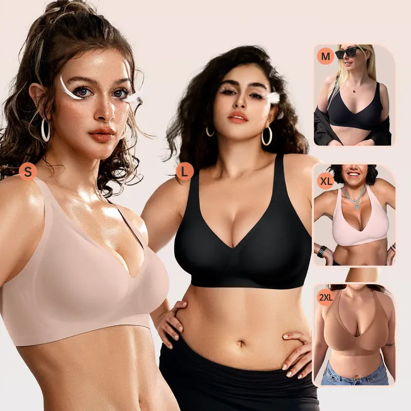 Wireless Deep V Seamless Bra with Fixed Padding - original gallery 7