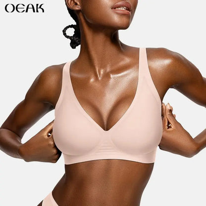 Wireless Deep V Seamless Bra with Fixed Padding - original gallery 2