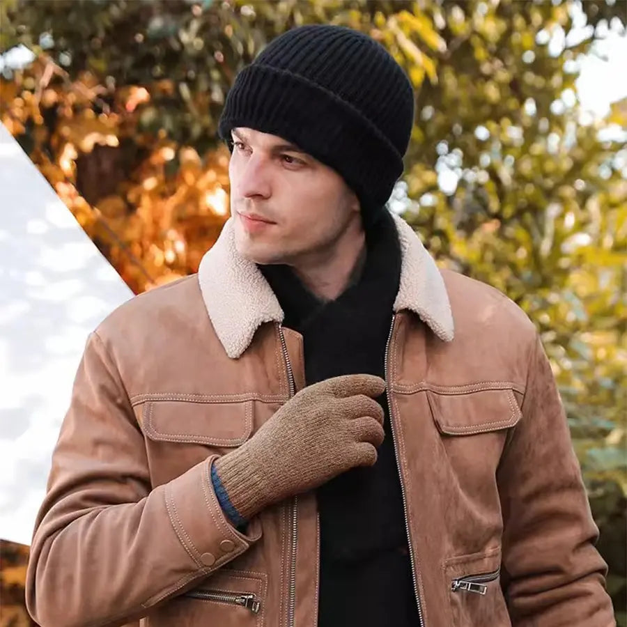 Convertible Ribbed Knit Beanie and Face Cover — 3