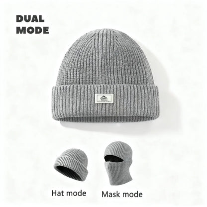 Convertible Ribbed Knit Beanie and Face Cover — 0