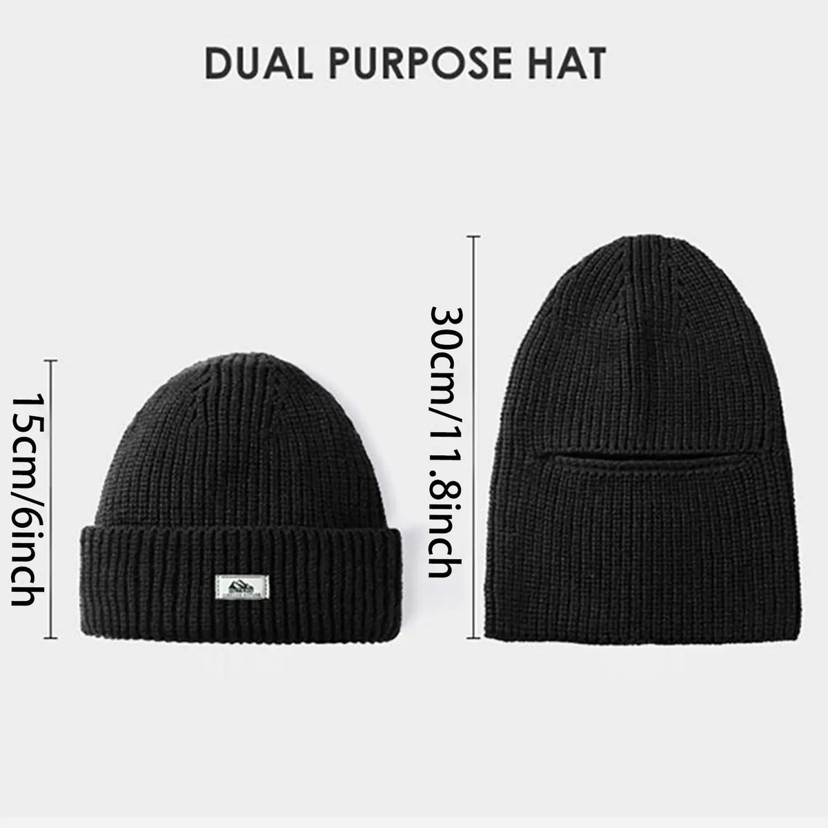 Convertible Ribbed Knit Beanie and Face Cover — 1