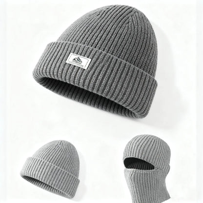 Convertible Ribbed Knit Beanie and Face Cover — 2