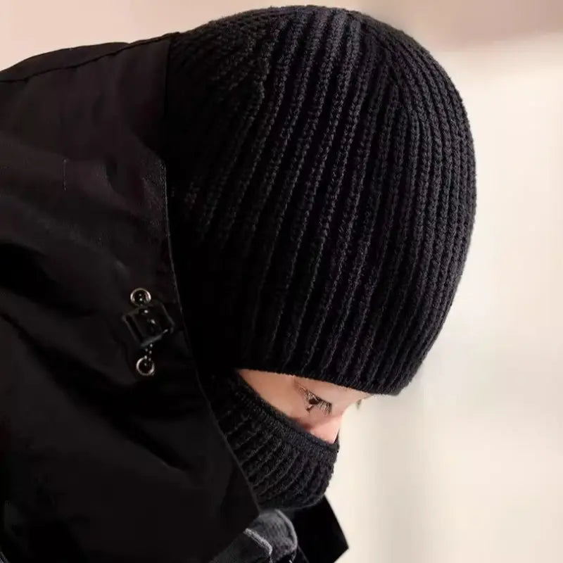 Convertible Ribbed Knit Beanie and Face Cover — 4