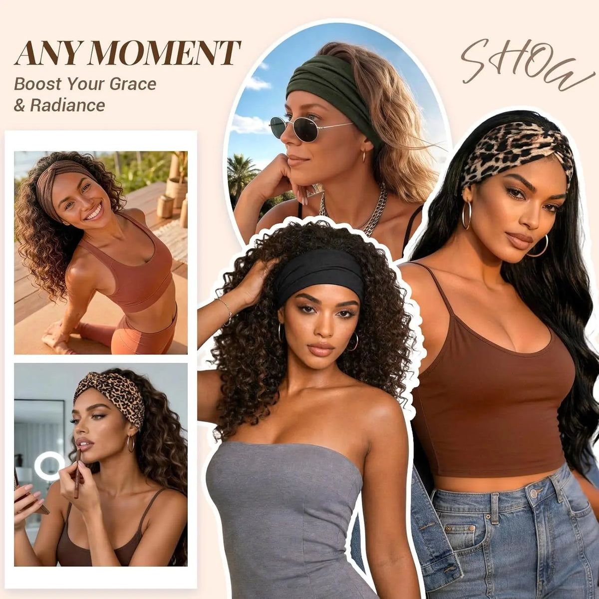 Eight Piece Leopard and Solid Headband Pack — 7