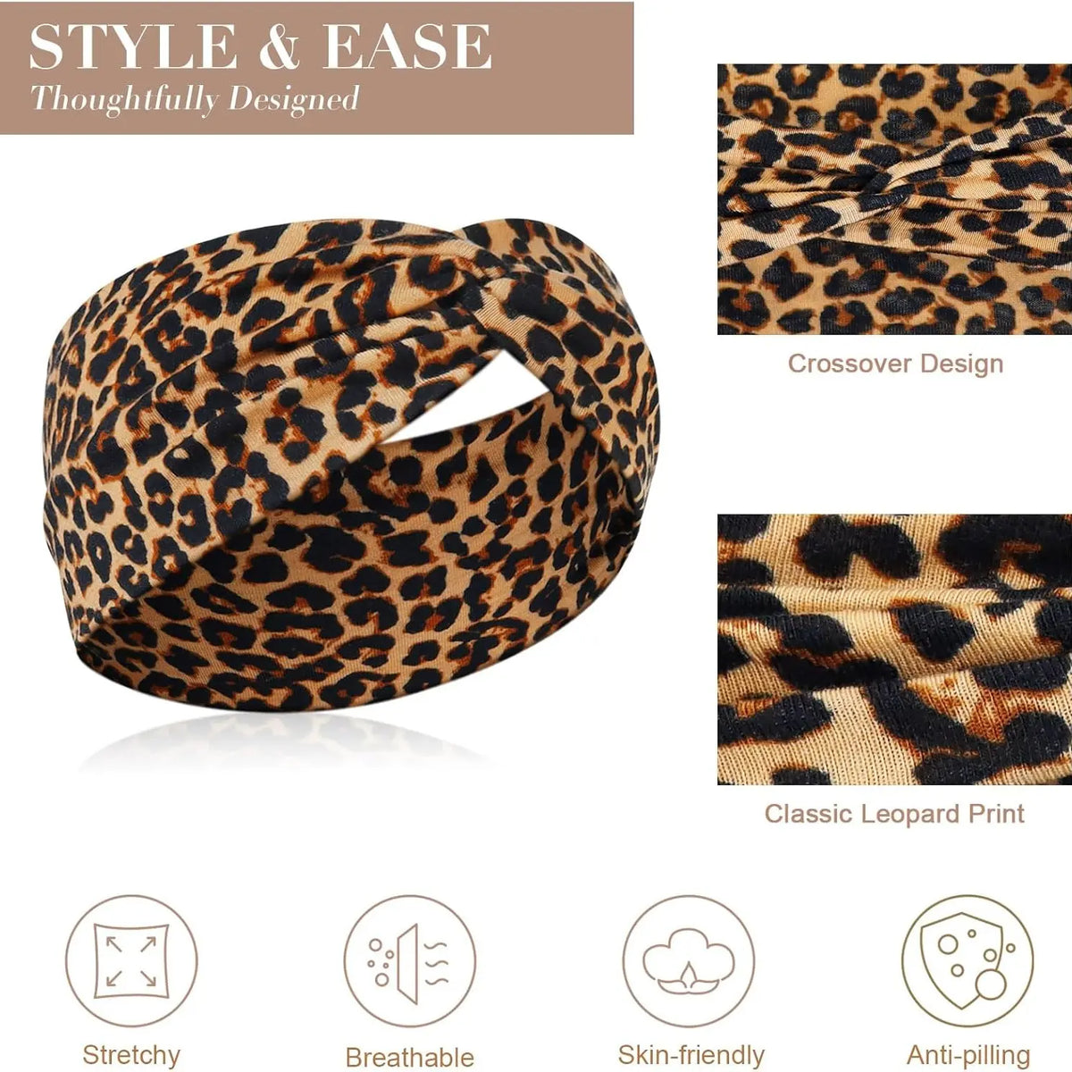 Eight Piece Leopard and Solid Headband Pack — 2