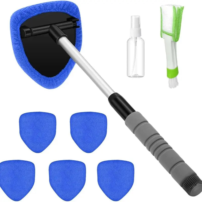 Extendable Car Window Cleaning Kit — 9 Pieces - Blue