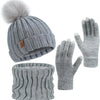 Pom Pom Hat Neck Warmer and Glove Kit
