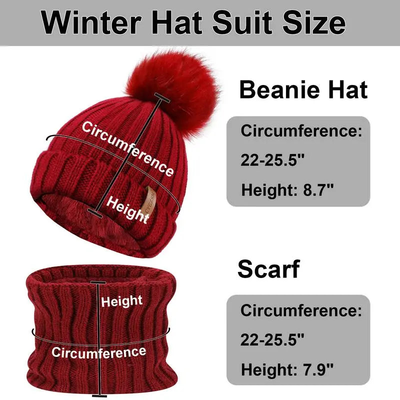 Pom Pom Hat Neck Warmer and Glove Kit — 3