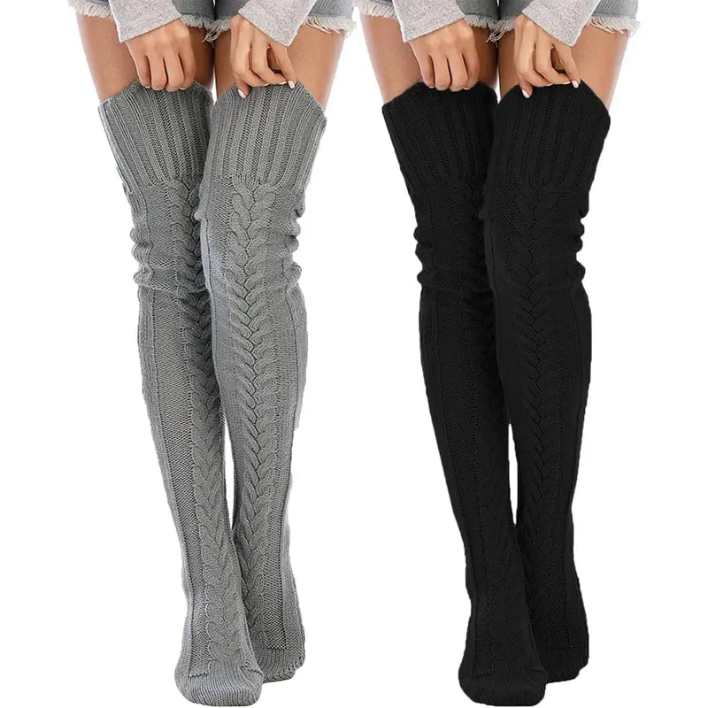 Cable-Knit Thigh-High Socks — Two Pairs - source design and use details