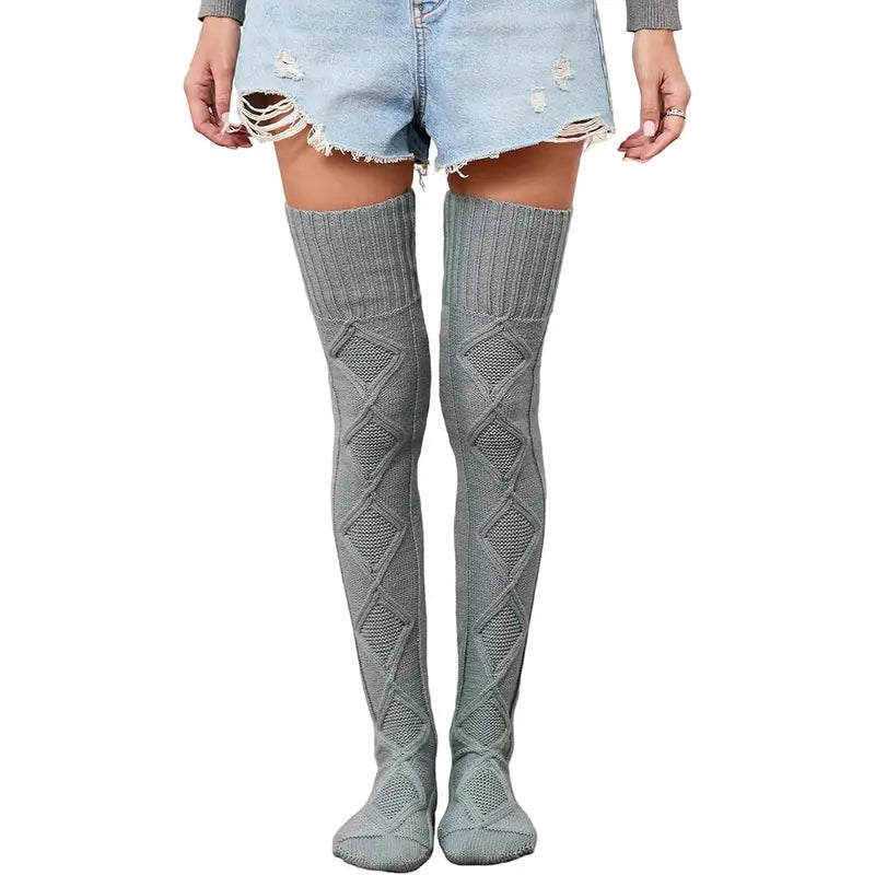 Cable-Knit Thigh-High Socks — Two Pairs - source design and use details