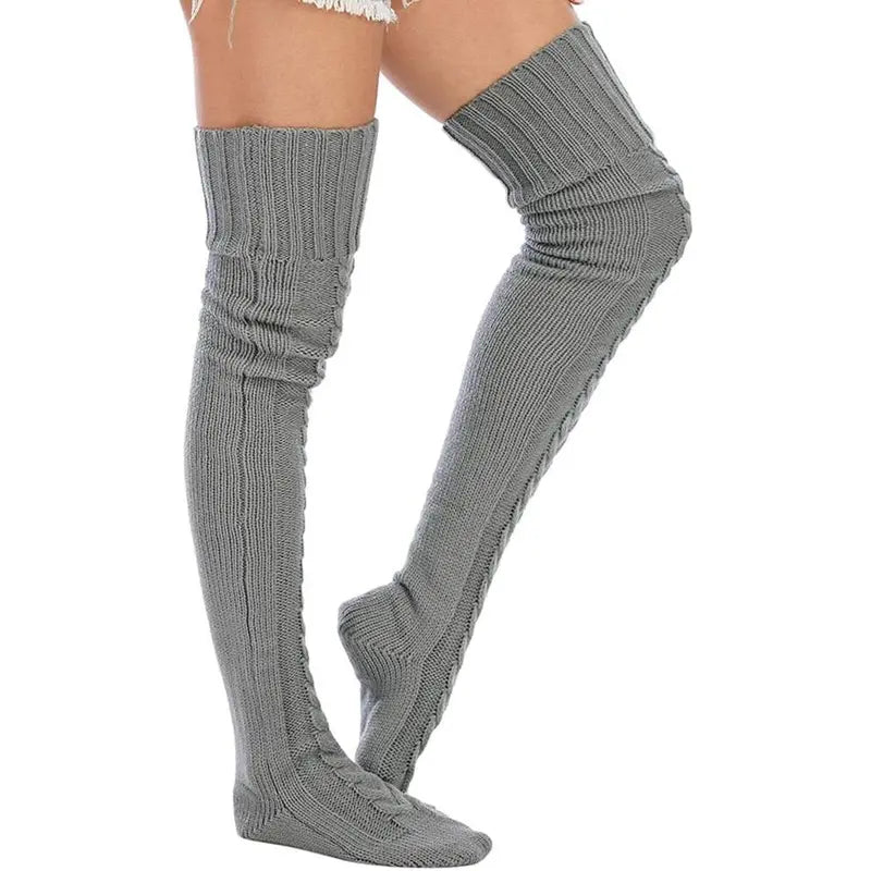 Cable-Knit Thigh-High Socks — Two Pairs - source design and use details
