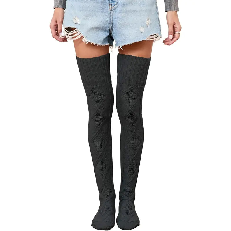Cable-Knit Thigh-High Socks — Two Pairs - source design and use details