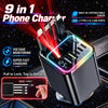 Retractable Car Charger with Star Light and Voltage Display