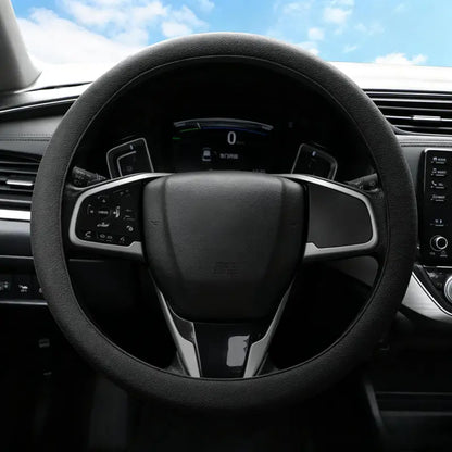 Elastic Silicone Steering Wheel Cover — black