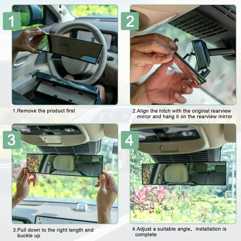 12-Inch Clip-On Panoramic Rearview Mirror