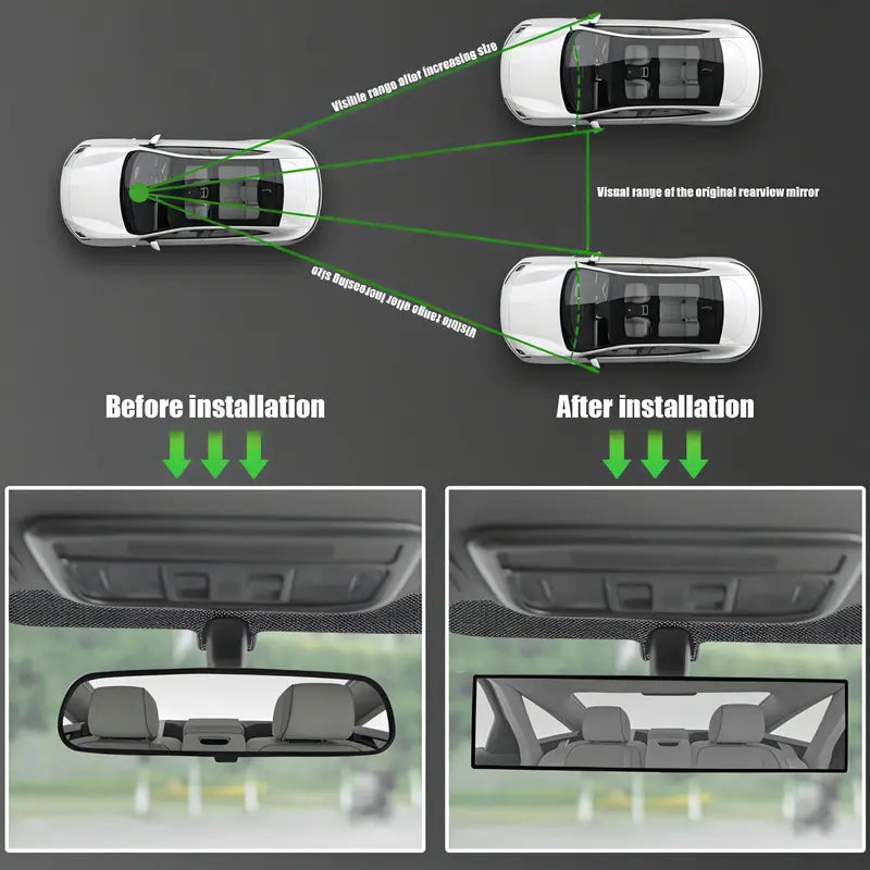 12-Inch Clip-On Panoramic Rearview Mirror