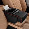 Black Car Armrest Cushion with Side Storage Pockets