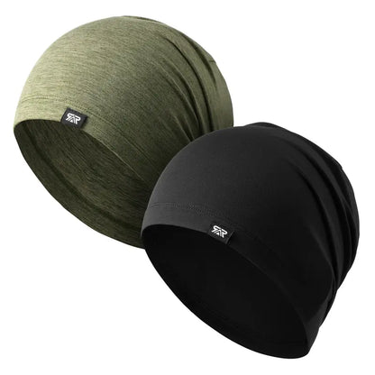Two Piece Slouchy Beanie Packs — Black+Green