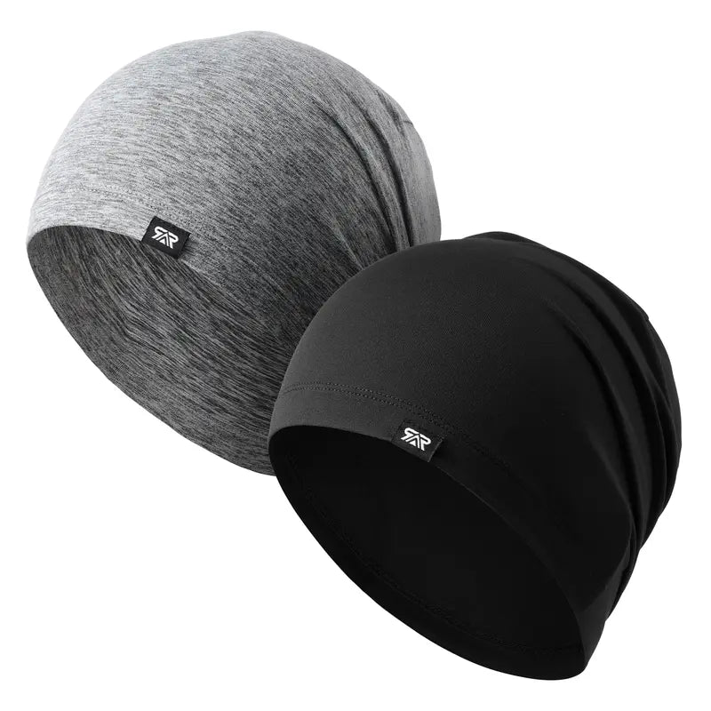 Two Piece Slouchy Beanie Packs — Black+Light Gray