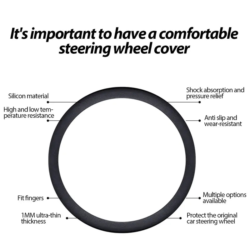 Silicone Steering Wheel Cover — Black or Blue
