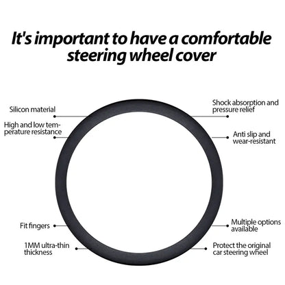 Silicone Steering Wheel Cover — Black or Blue